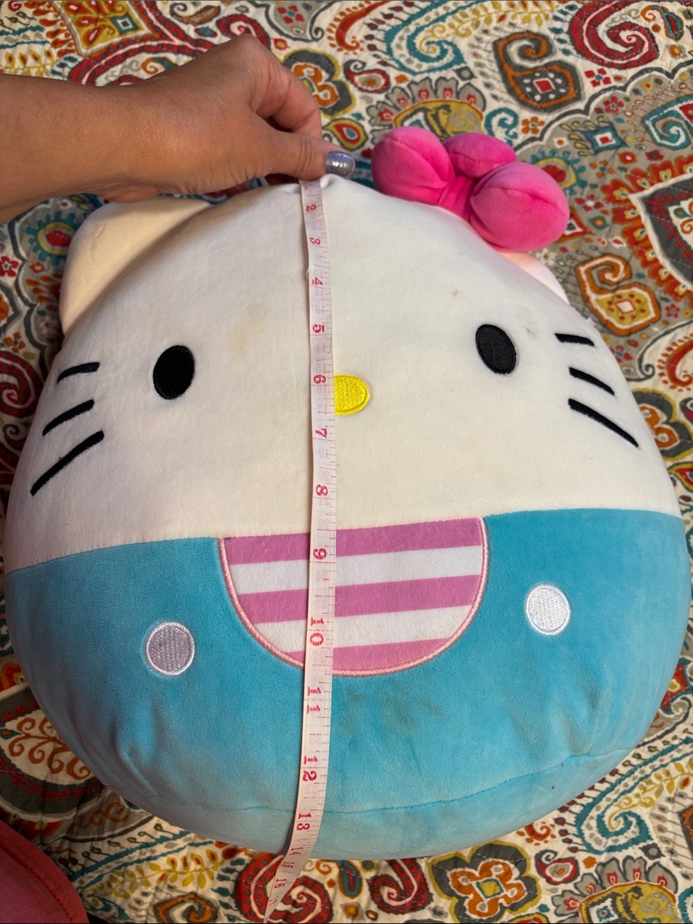 Hello Kitty Plush Face squishmallow Pillow - White, Pink & Aqua - Picture 10 of 11